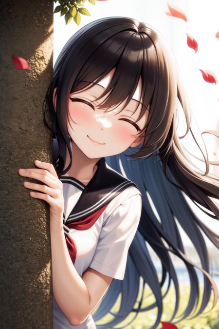 37613-317533128-masterpiece, best quality, highres, 1girl smile closed eyes, very long hair, wind blowing, peeking out upper body  outdoors, ser.png